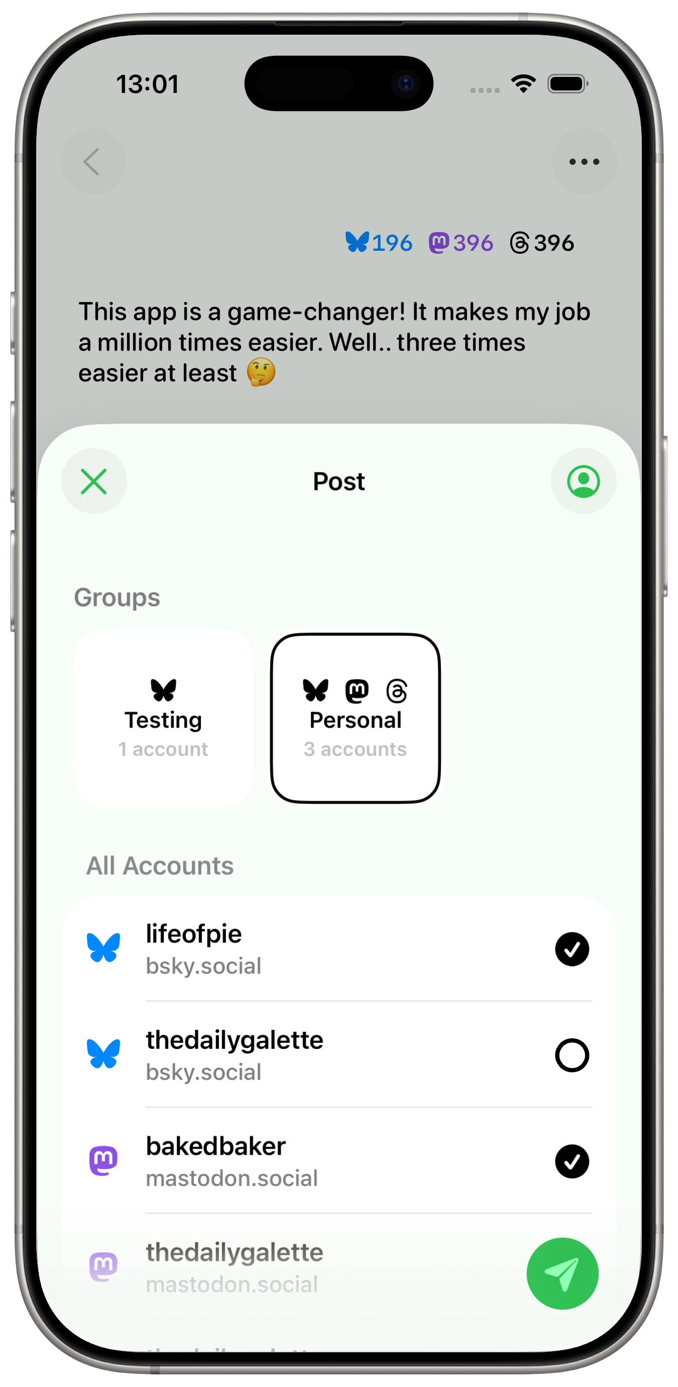 Choosing accounts in Croissant